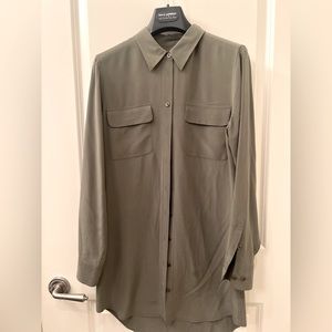 Equipment Army Green Silk Shirt Dress